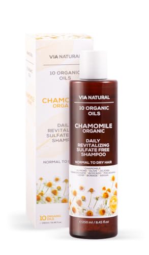 Biofresh cosmetics Champú de manzanilla orgánico Via Natural con 10 aceites orgánicos para el cabello – hombre y mujer, cabello normal a seco, cuidado del cabello, champú revitalizante diario, sin