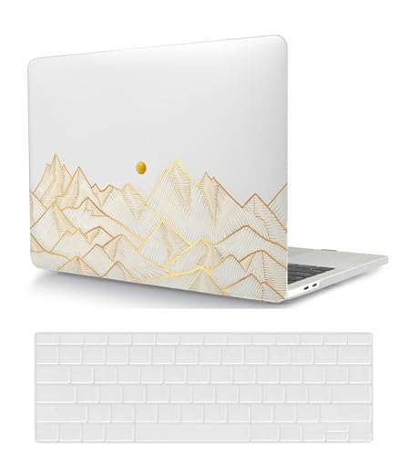 Funda Macbook Air 13 M1 A2337 con protector teclado carcasa rigida diseño montaña dorada