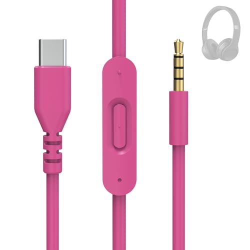 Cable audio USB C a 3.5mm rosa para Beats Solo en iPhone 15 16 17 de viaje