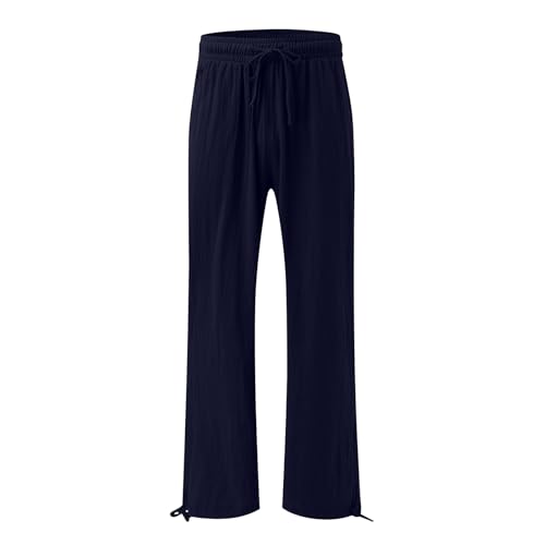 Summer Cotton Linen Pants Women High Waisted Drawstring Baggy Palazzo Pants Casual Adjectable Wide Leg Trousers3