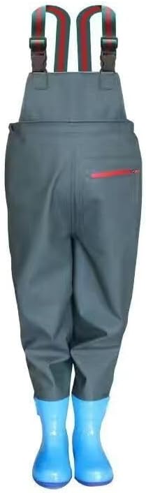 [FUJINOHANAN 藤の花] ウェーダー 子供用 長靴一体 胴付長靴 完全防水 かわいい ズボン 幼児 軽量 防滑 防汚 田植