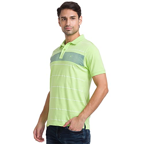 Image of Raymond Men's Pure Cotton Print Pattern Modern Fit Polo Collar Polo Neck Half Sleeve Casual T-Shirt