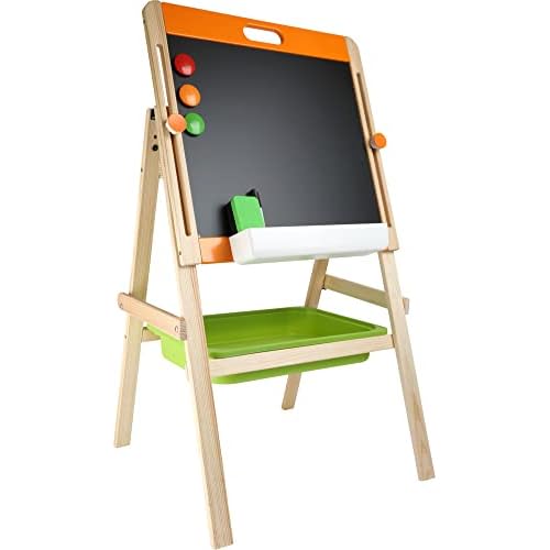 small foot 10436 Kreide- und Magnettafel, aus Holz, mit Kreide, Schwamm und Filzstift, für Schulanfänger, ab 4 Jahren