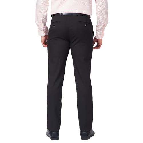 Image of Raymond Men's Slim Fit Polyester Blend Checks Pattern Flat Front Formal Trouser