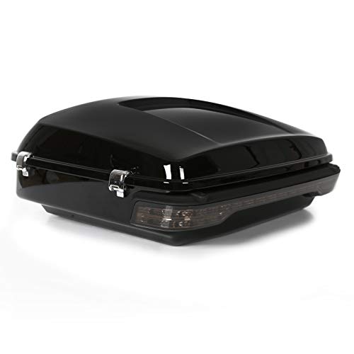Image of ECOTRIC Chopped Motorcycle Storage Trunk Tail Box w /Wrap Light Compatible with 2014-2024 Harley Touring Models Street Glide Road Glide Road King Electra Glide Rear Brake Tail Light Luggage