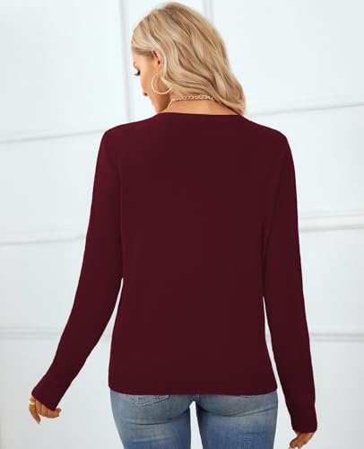 Image of QUALFORT Women's 100% Cotton Sweater, Basic Lightweight Long Sleeve Pullover