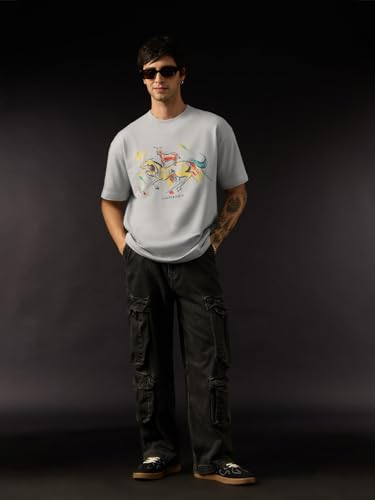 Image of The Souled Store Shemaroo Characters: Short Sleeves Round Neck Graphic Printed Cotton Oversized T-Shirts