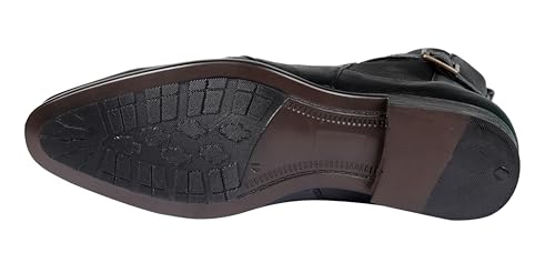 Image of Tanny Shoes Men's Genuine Leather Chelsea Zip Boots, Black For Casual Party Business banker Moccasins Slipon Style Comfortable Lightweight with TPR sole