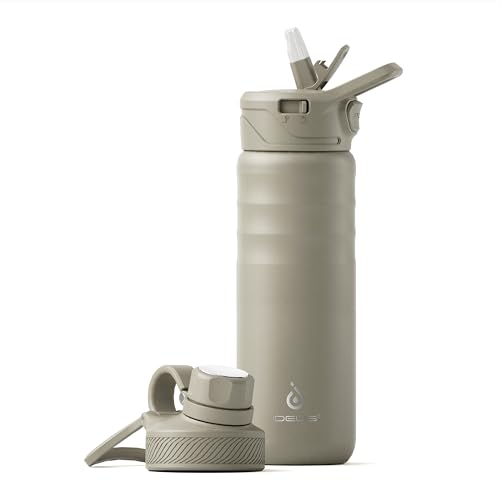 Image of IDEUS Vacuum Insulated Water Bottle, Stainless Steel Double Wall Flask Metal Sports Canteen with Leak-Proof Screw Cap (Celadon, 24oz (710ml))