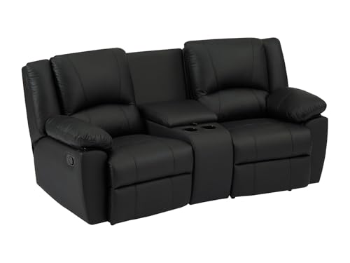 Vente-unique - Canapé 2 Places Relax en Cuir de Vachette Noir Aroma