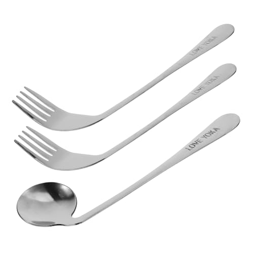 UTHCLO 1セット 製 グルスプーン フォーク 点 者 者用 食事 具 援用食 設計