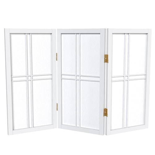 2 ft. Short Desktop Double Cross Shoji Screen - White