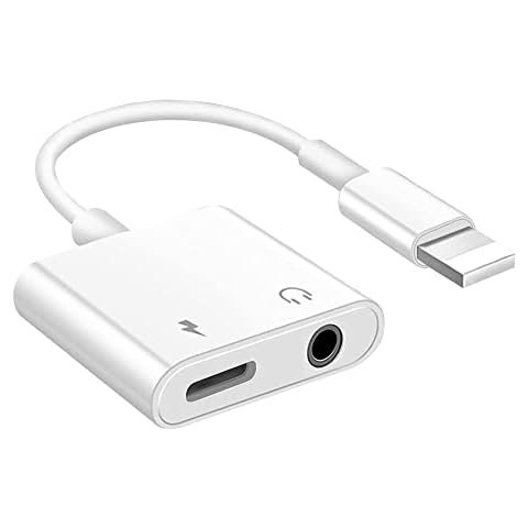 2 in 1 Headphone Adapter for iPhone [Apple MFi Certified] Lightning to 3.5mm Jack AUX Audio Dongle + Charge Compatible with iPhone 13/12 Pro/12 Mini/11/Xs MAX/XR/X/XS/8/7Plus/7 Support all iOS system Cover