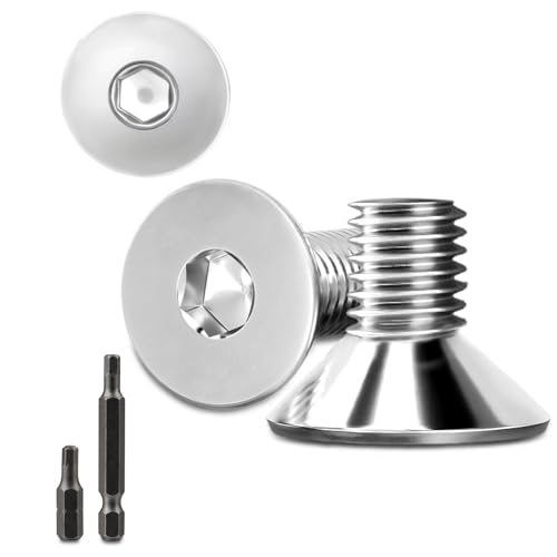 Lot de 70 vis à tête fraisée en acier inoxydable M6 x 12 mm à six pans creux M6 - Vis en acier inoxydable à tête fraisée - Vis filetées à tête...