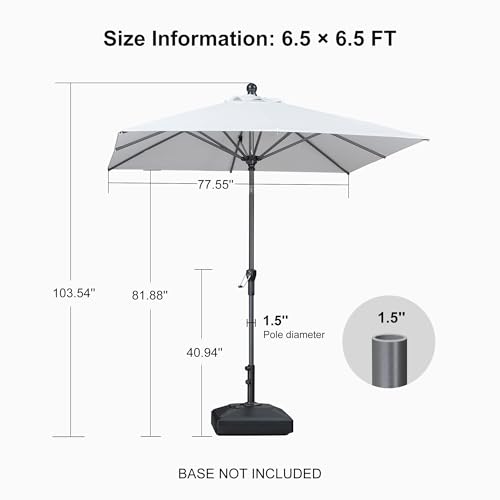 Image of PURPLE LEAF Patio Market Umbrella 6.5' x 6.5' Square Tilt White 8 Ribs Pool