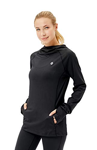 Womens Running Hoodie Pullover Workout Gym Activewear Lightweight Training Tops Long Sleeve (black, XL)