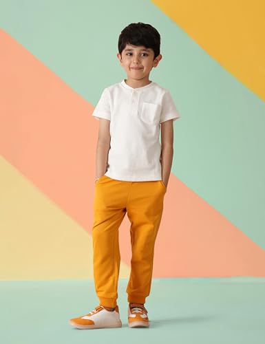 Image of Amazon Brand - Symbol Boys Cotton Rich Stretchable Knit Terry Track Pants Joggers | Age 2-14 Years