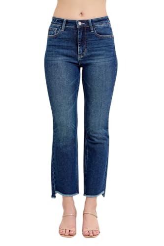Judy Blue Womens Jeans - High Waisted Dark Wash Kick Flare (7 Dark Blue)