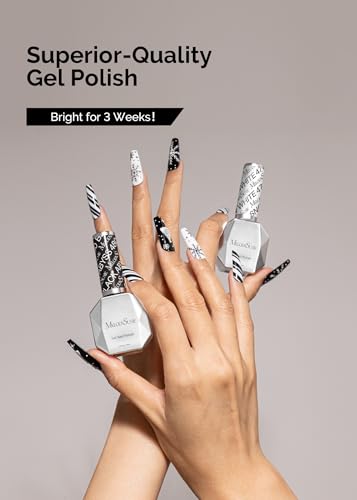 Image of MelodySusie Thick Gel Nail Polish Set- 2 Pcs 15ML Black & White Gel Polish Set Soak Off UV LED White Gel Polish Christmas Gift for Women Nail Art Manicure Salon DIY Nail Design Decoration at Home