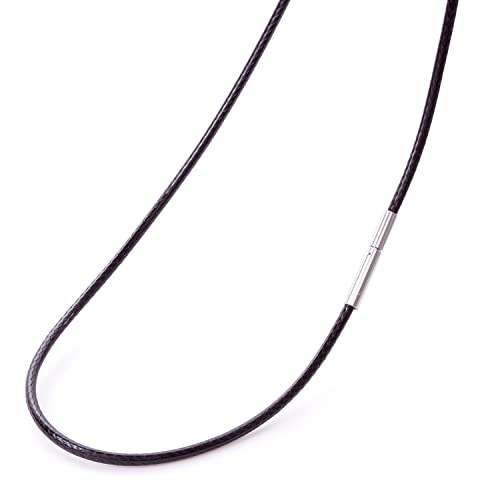 [SEIYA INTERNATIONAL] 紐 ネックレス メンズ チェーン チョーカー ワックスコード ステンレス アクセサリー (ブラウン 2mm 55cm)