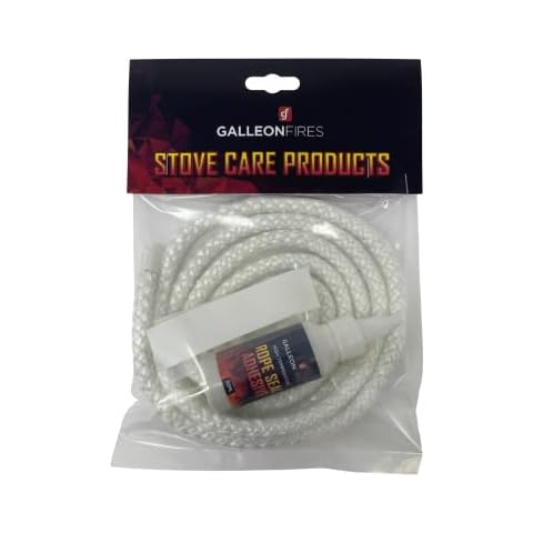 9mm Stove Rope for Stove Door,Woodburning Replacement Rope Kit, White Rope Seal Pack (with Large 50ml Super Seal Glue) 9mm x 2M Cover
