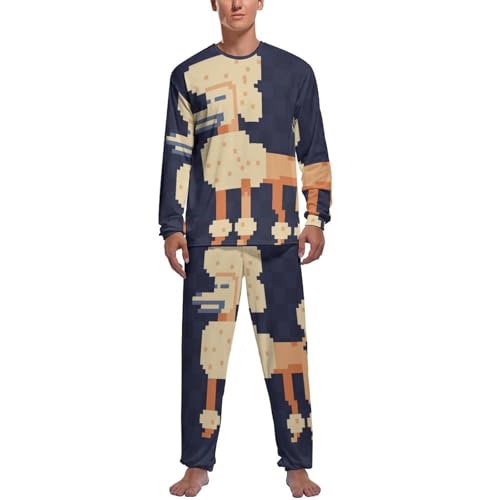 Pyjama Homme Chaud en Peluche Contre le Froid Haut et Pantalon Long