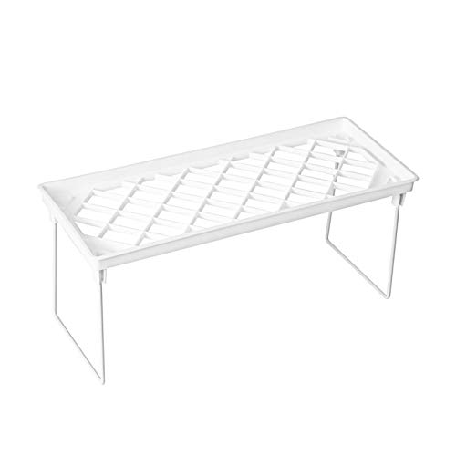 TFixol Estante apilable para encimera, organizador de armarios, multiiones, conciso, cocina, estante, plegable, pequeño, para baño, despensa, color blanco, S