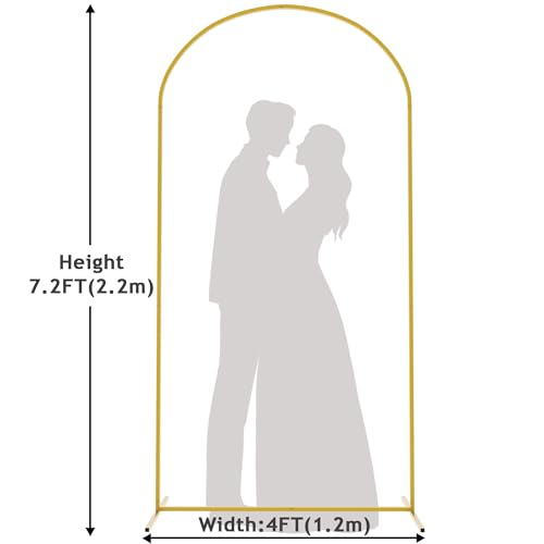 Image of Putros Arch Backdrop Stand, 7.2ft, Metal Wedding Arch Stand, Gold, Arched Background Frame for Birthday Party, Baby Shower, Graduation, Photography Decoration