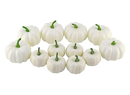 JEDFORE Künstliche, lebensechte Kürbisse, künstliches Obst, Gemüse für Zuhause, Küche, Halloween, Party, Dekoration, Fotografie-Requisiten (12 Stück, weiß) Cover