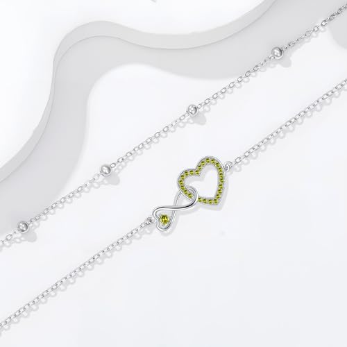 Image of Anklet for Women 925 Sterling Silver Double Infinity Ankle Bracelet Waterproof Summer Jewelry Anniversary Birthday Gifts for Her