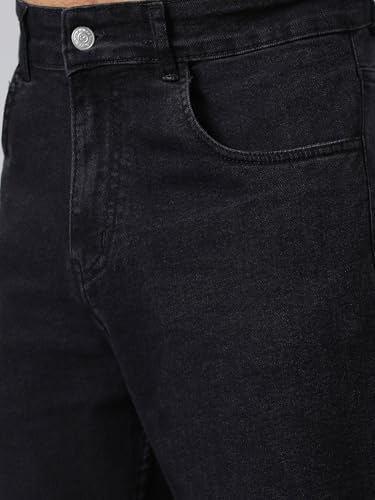Image of KOTTY Men's Solid Dark Void Button Straight Fit Jeans
