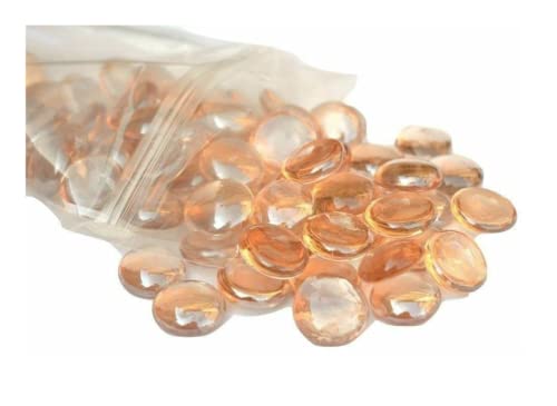 HoitoDeals 25Pcs Peach Decorative Glass Pebbles Stones Beads Vase Nuggets Wedding Decoration Home