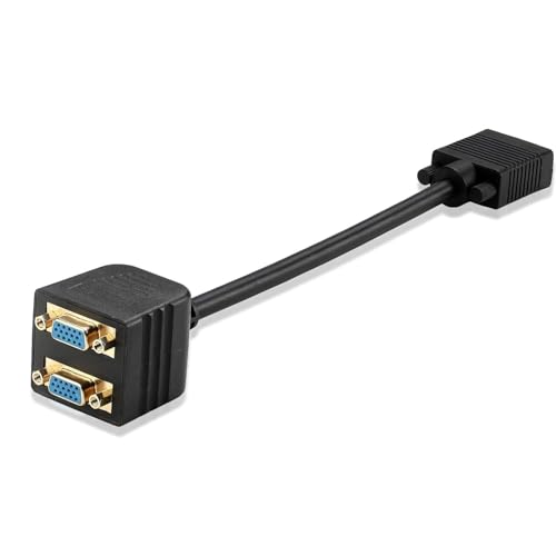 Image of ETZIN VGA Splitter Cable 1 Male to 2 Female Adapter Monitor Y Splitter Cable 25cm Black Can't Connect Two at The Same time TD-1303CC