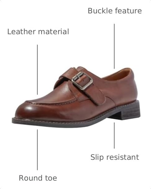Image of ONEENO Women's Flat Leather Buckle Loafer