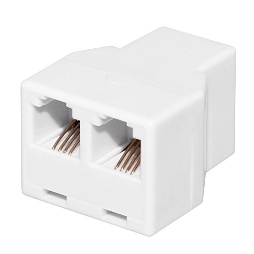 AMZER Duplex 2-Way Line Wall Jack Splitter Adapter - White