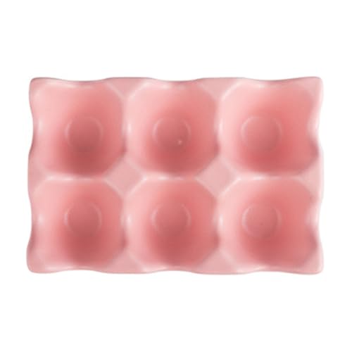 Huevera de cerámica rosa de alta calidad con 6 rejillas y diseño sofisticado
