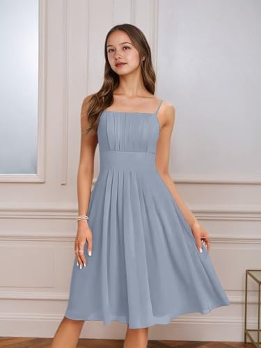 Spaghetti Strap Junior Bridesmaid Dresses Short Flower Girl Dress for Wedding Guest Party Gown3