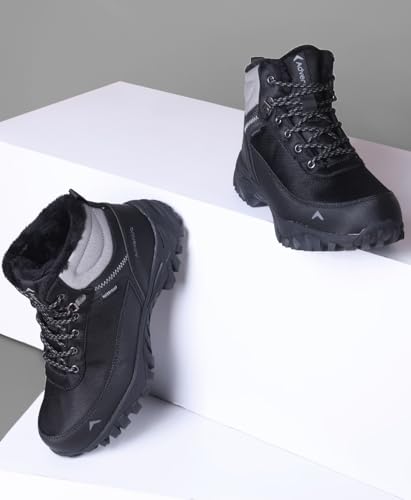 Image of Edge ET 1100 Men's Waterproof Mountain Trekking Boots, Mid-Top, Black, Anti-Slip Grip, Round Toe