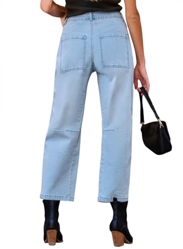 Image of EVALESS Barrel Jeans Women Baggy Stretchy Cropped Denim Pants