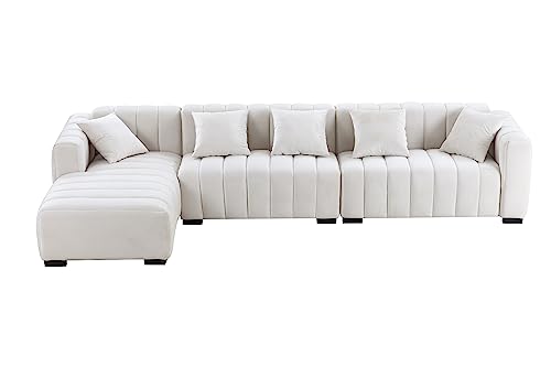 Gecheer 13? Channel Tufted Velvet Sofa with Left Chaise, Modular