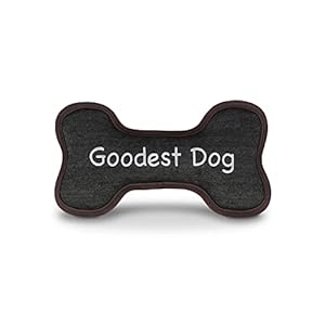 P.L.A.Y. Stuffed Dog Toys, ECO Bones – Extra Durable Squeaker Chew Toy, Great for Teething Puppies & Small, Medium, Large Dog Breeds – Machine Washable, Recycled Materials (Urban Denim, Medium)