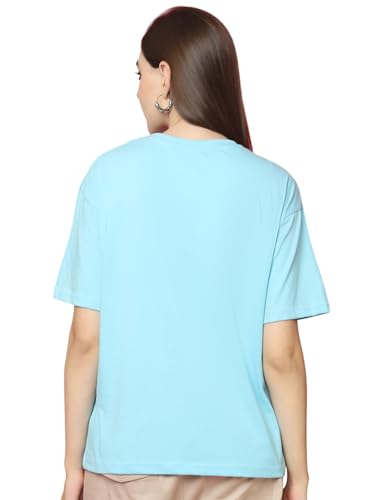 Image of Preneum Women's Cotton Aesthetic & Cool Graphic Printed Baggy Fit Drop-Shoulder Sleeves Cotton Oversized T-Shirt || Printed