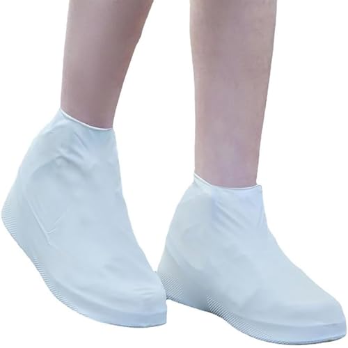 Waterproof Shoe Covers, Elastic and Reusable Shoe Protector for Rain and Wet Weather, Universal Size Fits Shoes Size 40-47, White4