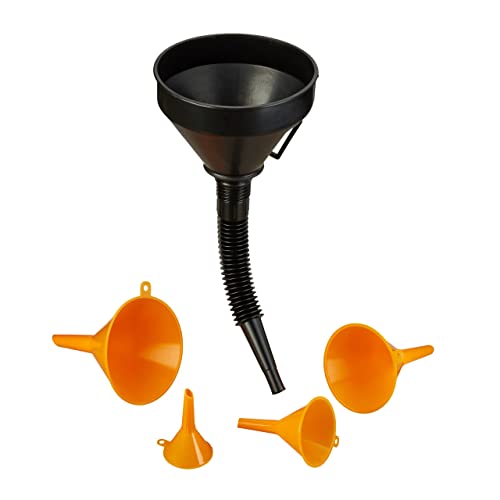 Relaxdays 10023892 Einfülltrichter Set, Kfz Trichter mit Schlauch, entnehmbares Sieb, Trichtersatz...