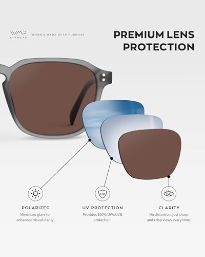 Image of WearMe Pro Men's Polarized Square Sunglasses - Wide Fit, Retro Style, UV400, Lightweight Frame for Driving & Daily Wear