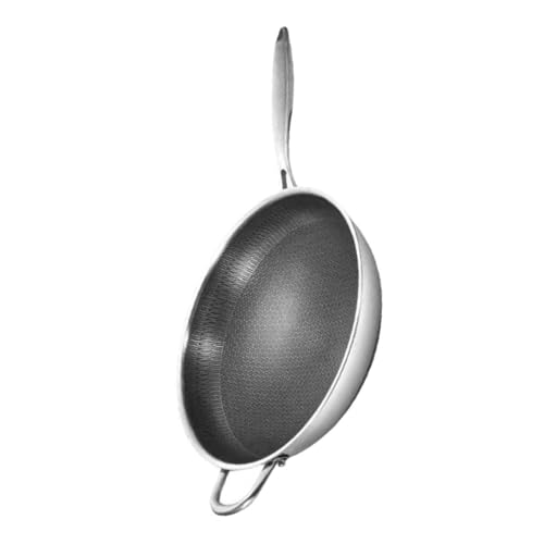 Wok de acero inoxidable con doble mango, antiadherente