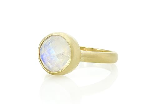 Bague Pierre de Lune Arc-en-ciel Or 14k Cadeau de Naissance Idéal