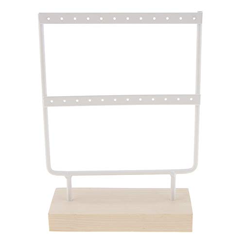 Guajave Schmuckständer für Ohrringe, Holz, 2 Schichten, 24 Löcher, große Kapazität, Schmuck, weiß, S