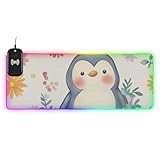 Alfombrilla de ratón infantil con diseño de pingüino azul, pequeña alfombrilla de escritorio para teclado y mouse