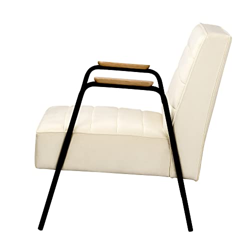 Comfy To Go Velvet Accent Chair, Mid Century Modern Leisure Chair Lounge Chair With Solid Wood Armrest, Upholstered Armchair For Living Room, Bedroom-26.3" L X 24.2" W X 29.1" H(Beige) #TOP3
